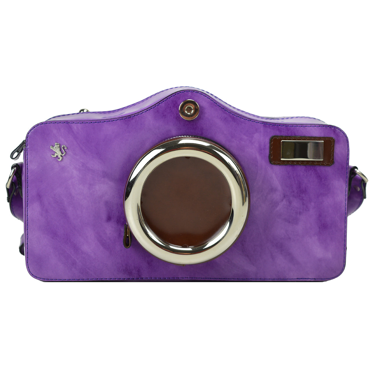 Pratesi Photocamera Radica Shoulder Bag in genuine Italian leather - Brunelleschi Leather Violet