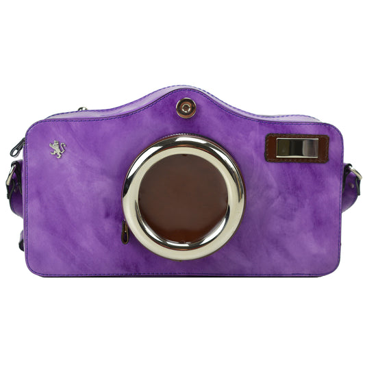 이탈리아 정품 가죽 소재의 Pratesi Photocamera Radica 숄더백 - Brunelleschi Leather Violet